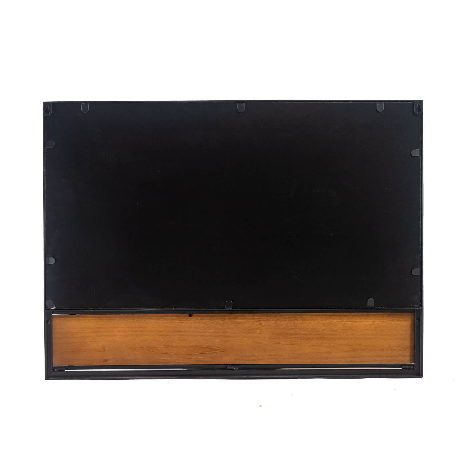 Poll-30"x22" Black Bathroom Mirror with Foldable Shelf