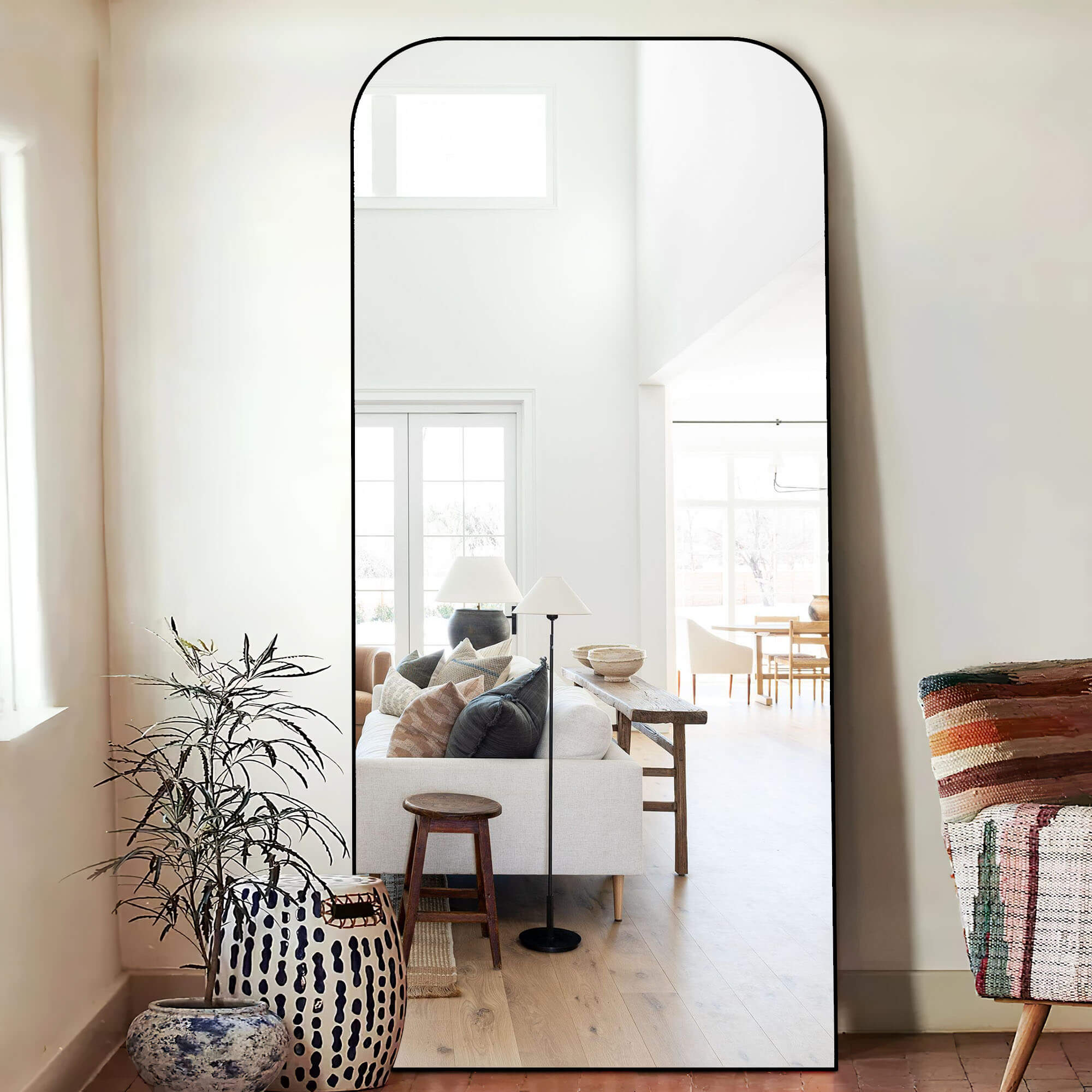 black full length leaning decor mirror