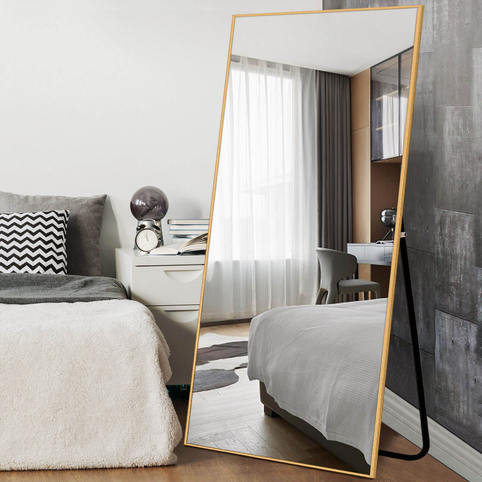 Dorothy-71"x 31.5" Oversized Rectangle Metal Framed Full Length Floor Mirror
